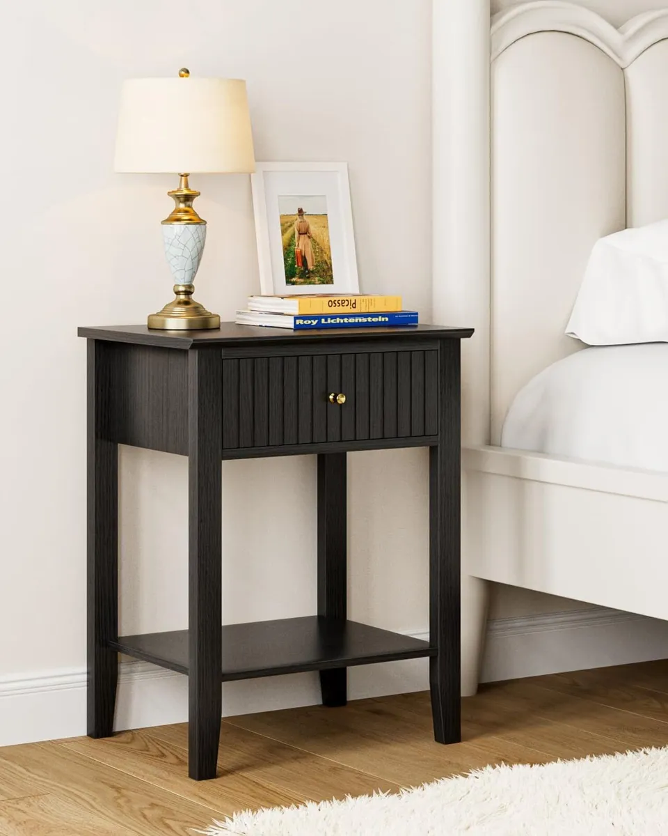 Bedside Table Chest of 1 Drawer Cabinet Wooden - Image 1