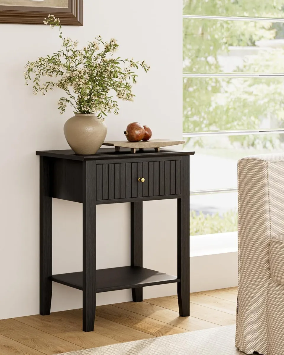 Bedside Table Chest of 1 Drawer Cabinet Wooden - Image 4