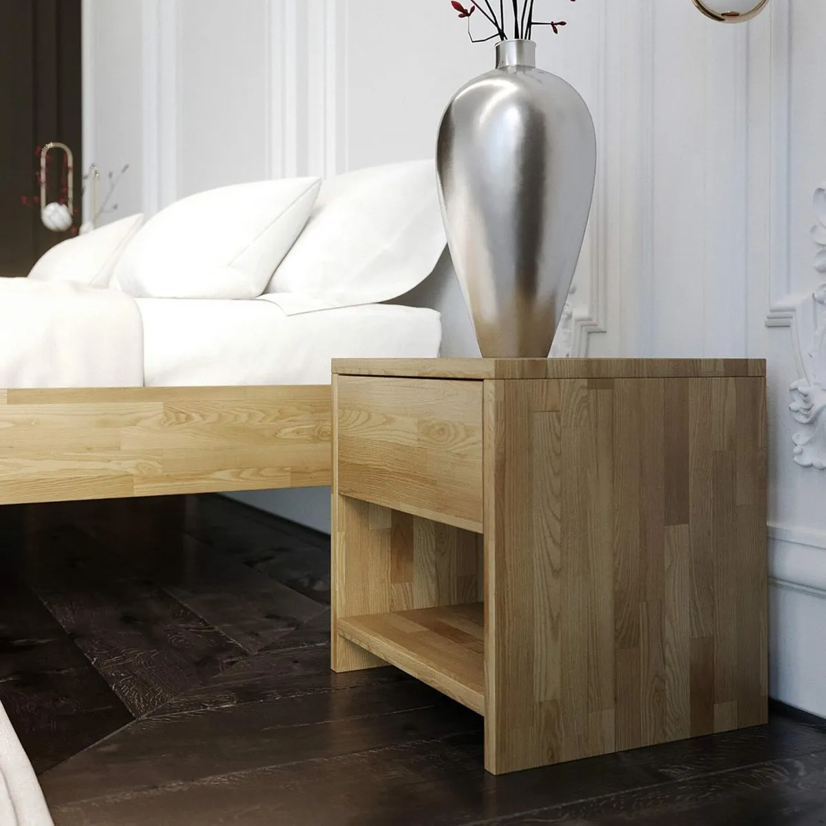 Julia Bedside Table Solid Wood 40 x cm (in Oak) - Image 1