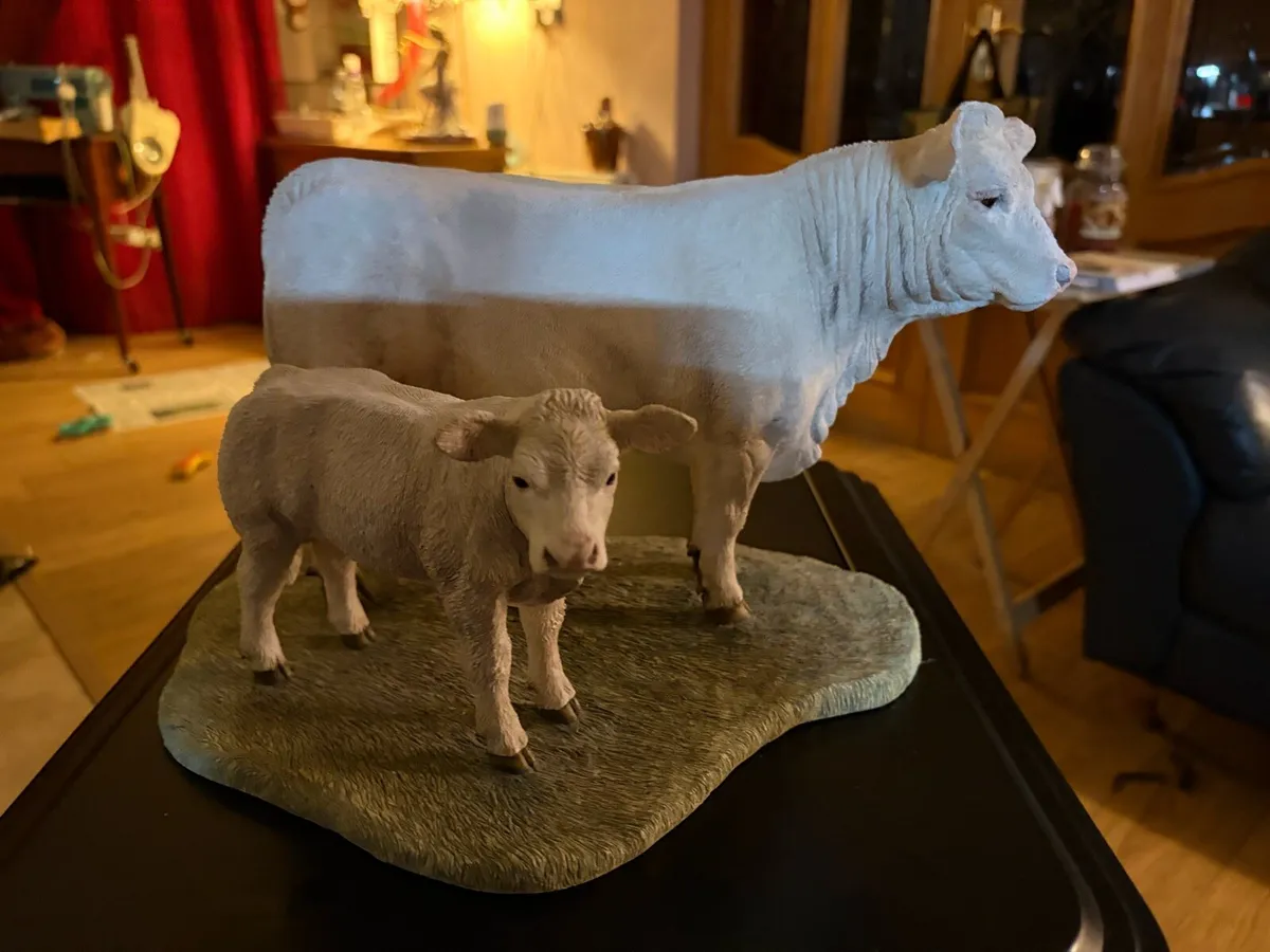 Charolais cow and calf ornament