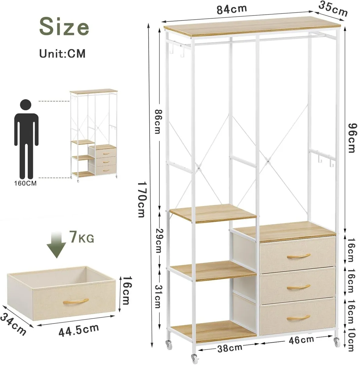 Heavy Duty Clothes Rail Rack Clothing Rails Open - Image 3