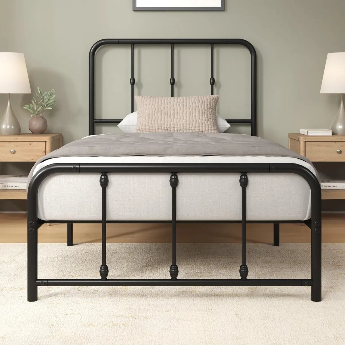 Florence Bed 90 x 200 cm Height 35 Metal Frame - Image 1