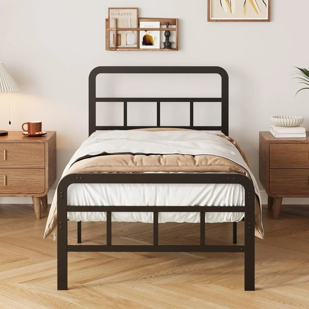 Metal Bed Frame with Curved Headboard and - Image 3