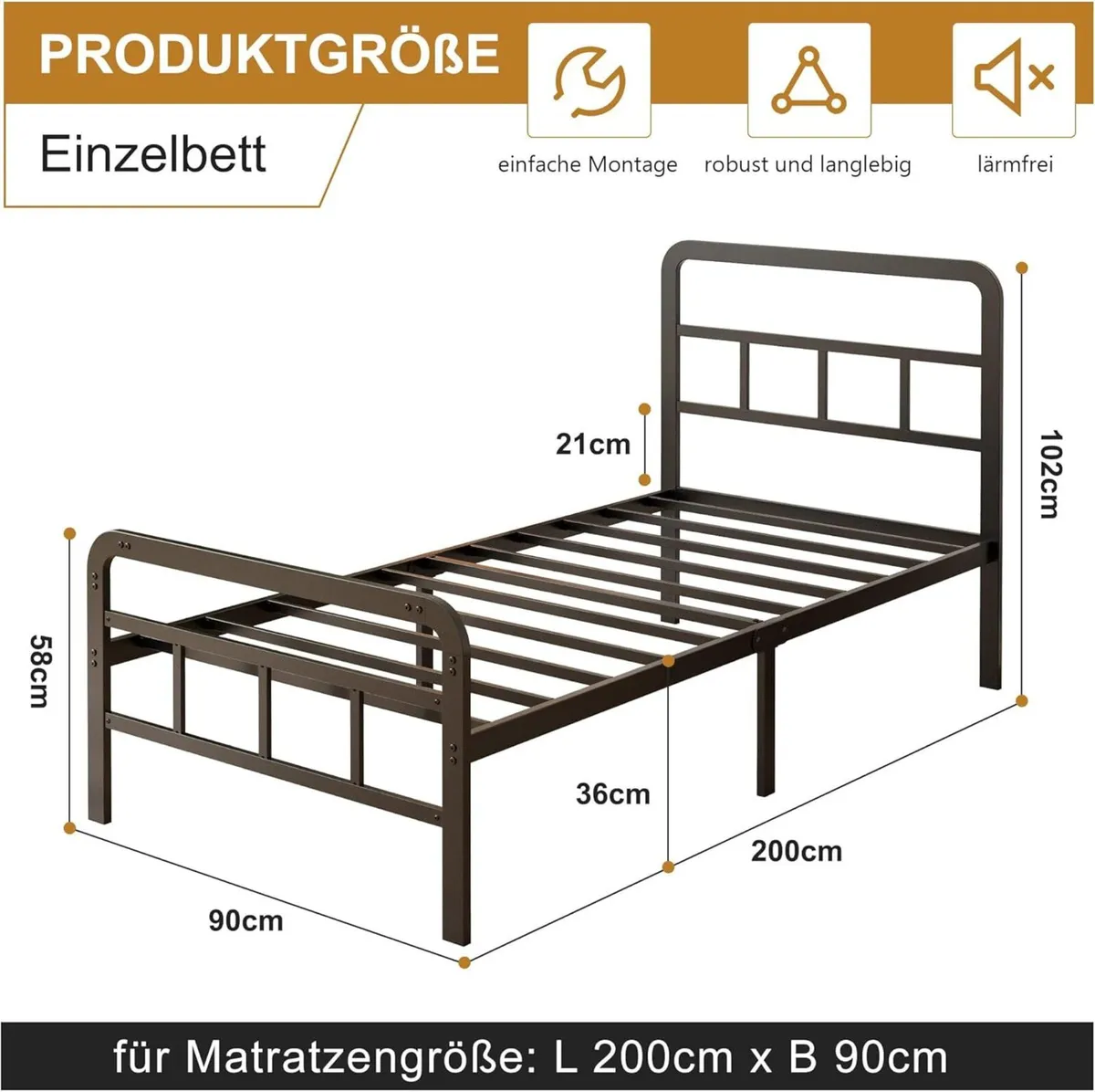 Metal Bed Frame with Curved Headboard and - Image 2