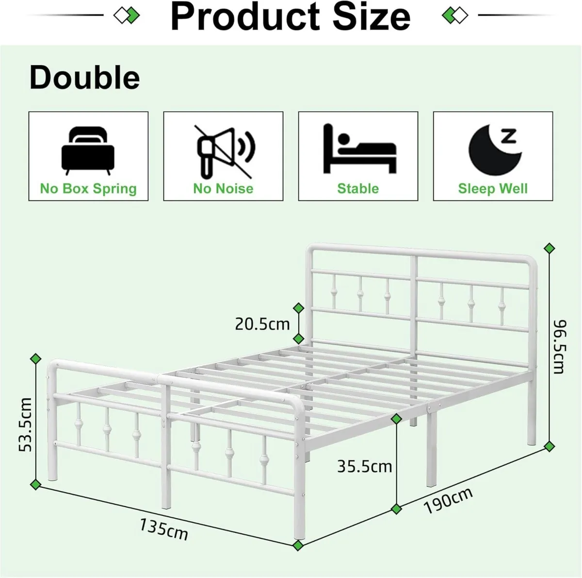 4ft6 Double Bed Frame with Headboard and Footboard - Image 2