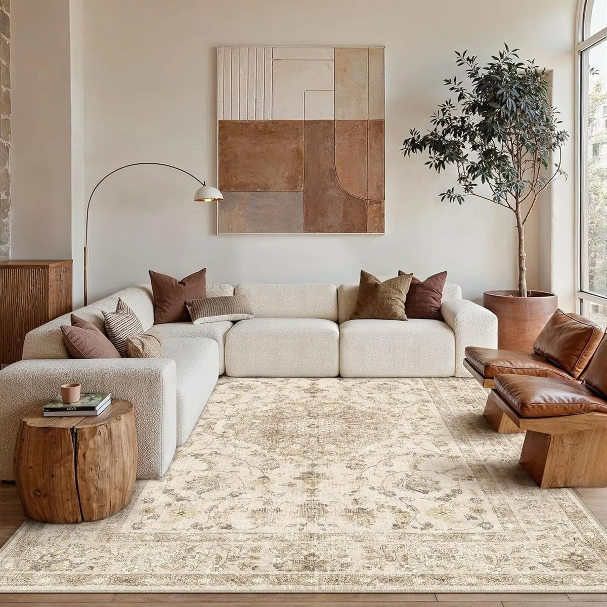 Beige Rugs Living Room 200x300cm Vintage Machine - Image 4