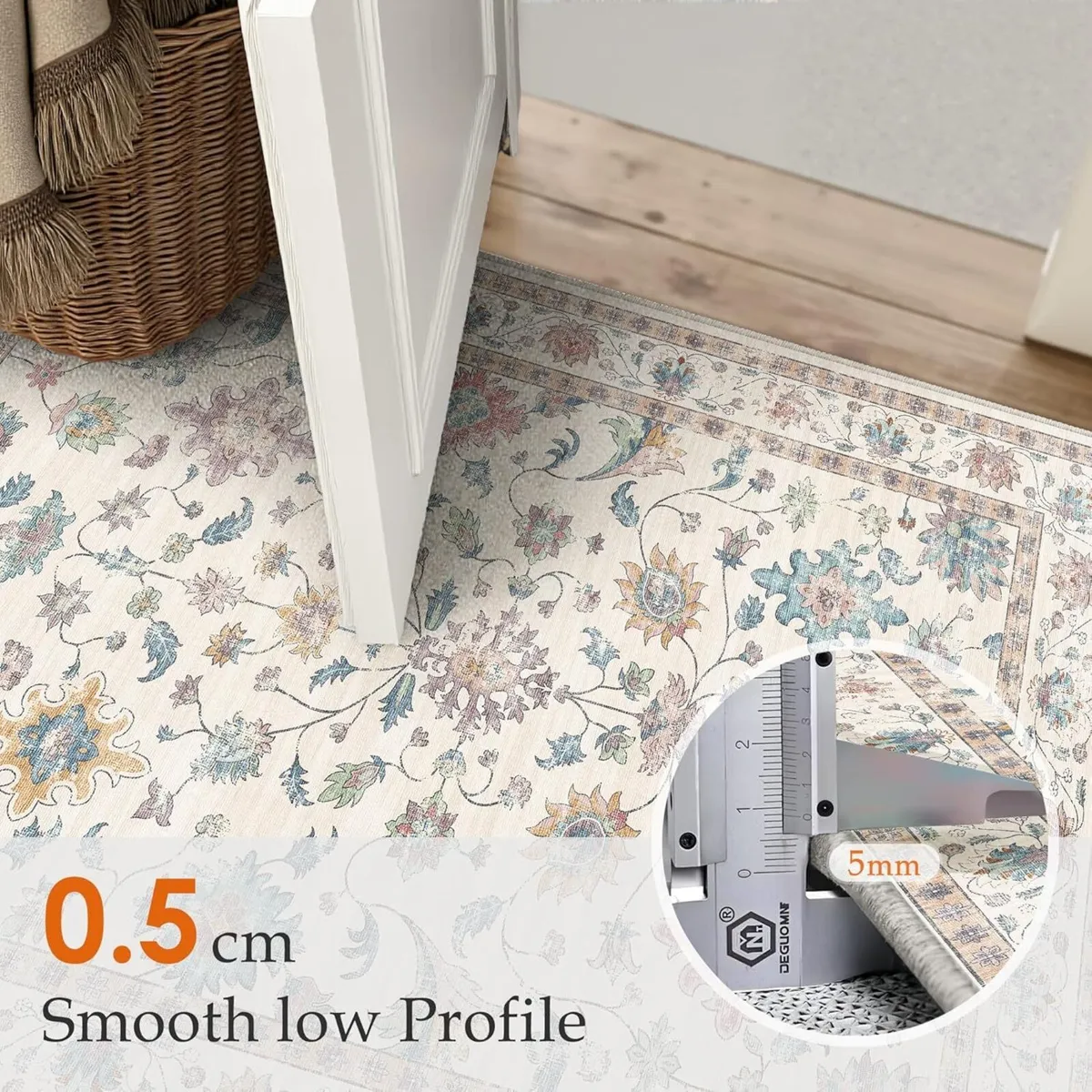 160x230 cm Washable Rugs Living Room Floral - Image 3