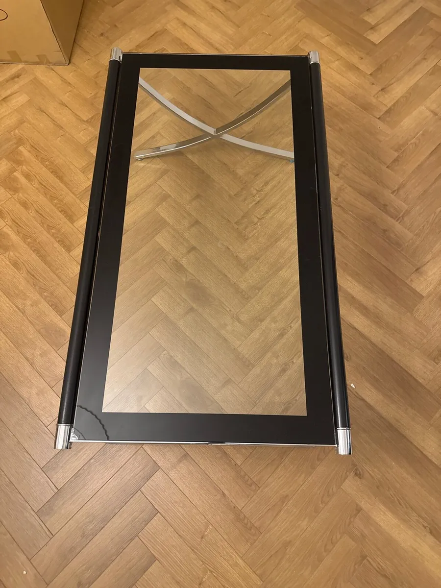 Modern Glass & Chrome Coffee Table – Black Frame - Image 2