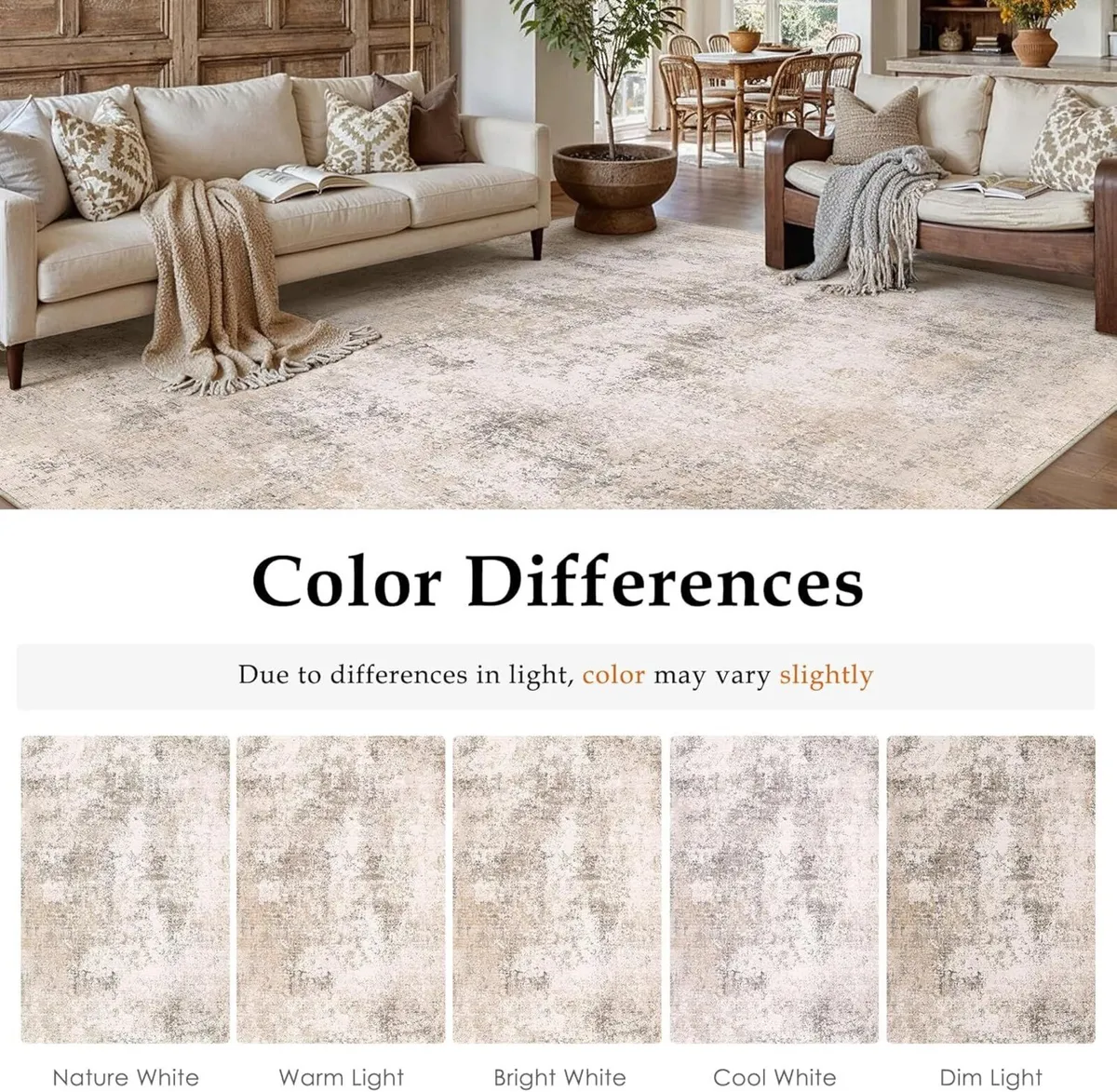 Beige Abstract Area Rug Living Room Extra Large - Image 2