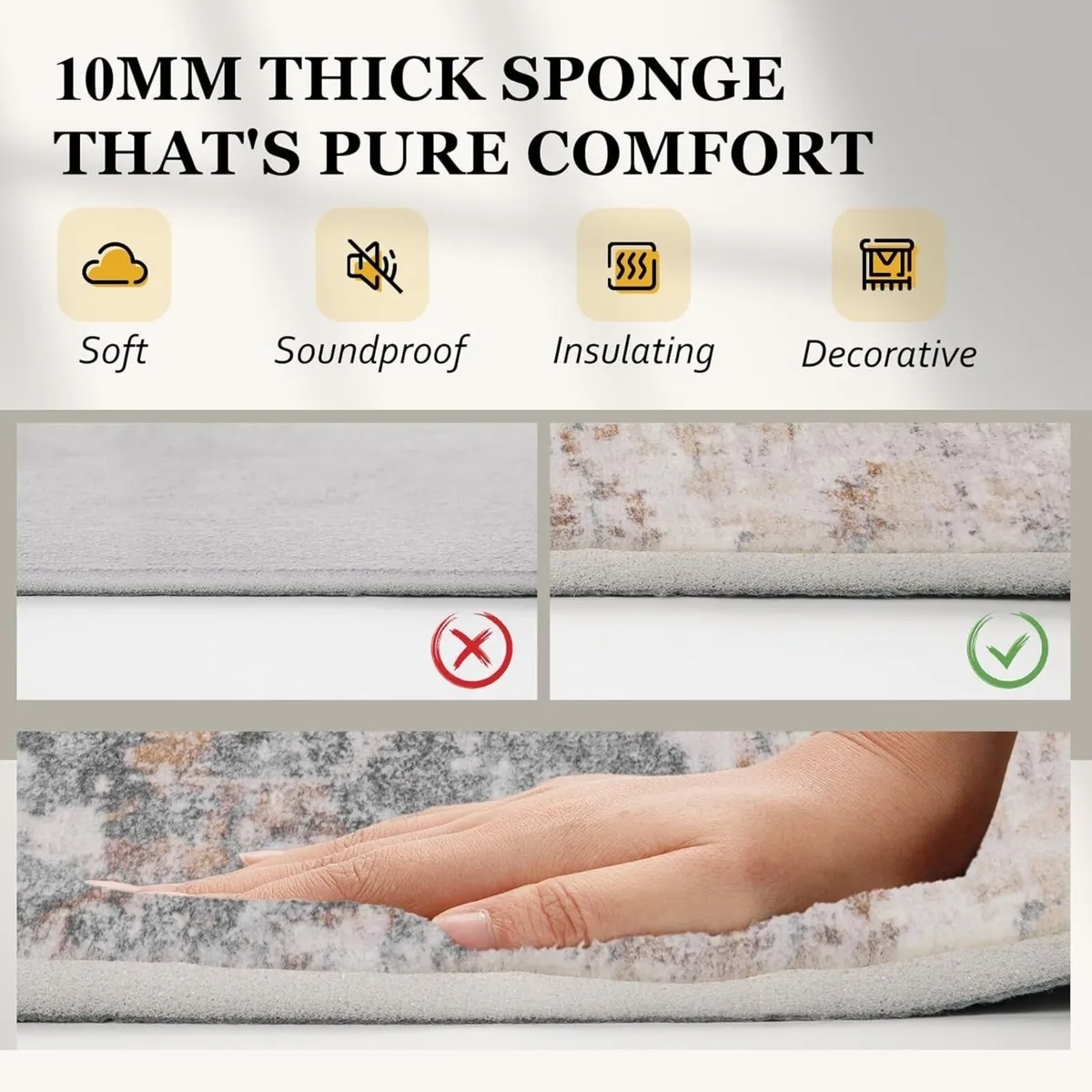 Modern Area Rug- Upgraded 10mm Thick Sponge for - Image 2