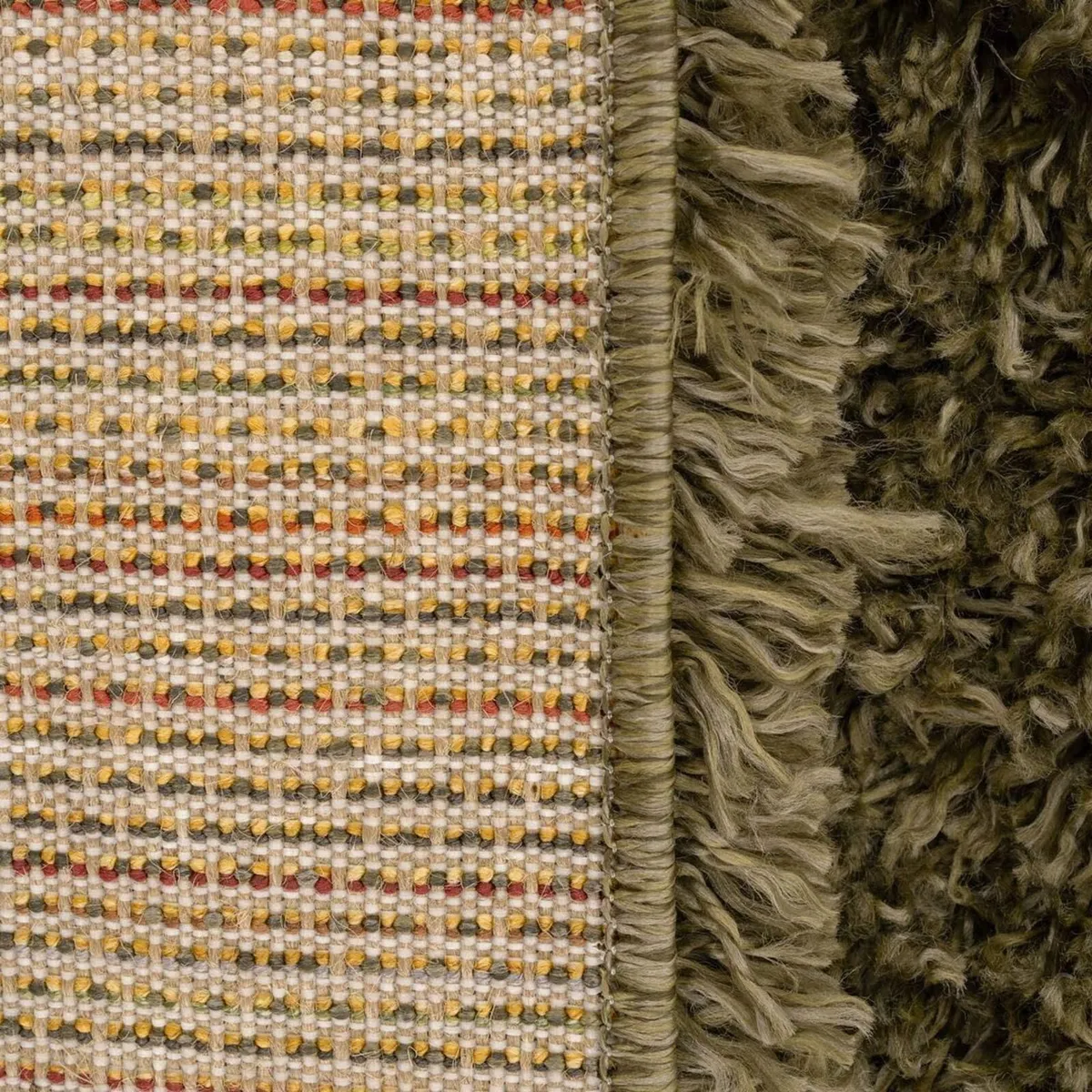 Super Soft Shaggy Olive Green Living Room Area - Image 3