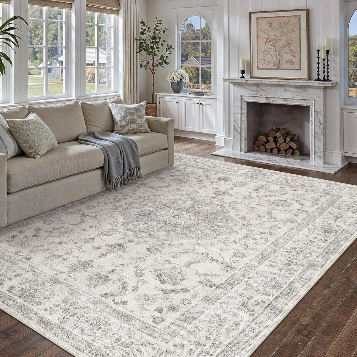 Grey Rugs Living Room 240x300cm Vintage Machine - Image 4