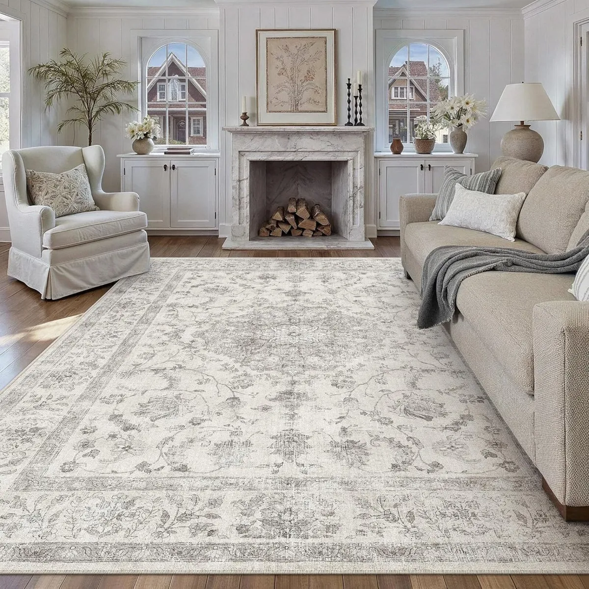 Grey Rugs Living Room 240x300cm Vintage Machine - Image 1