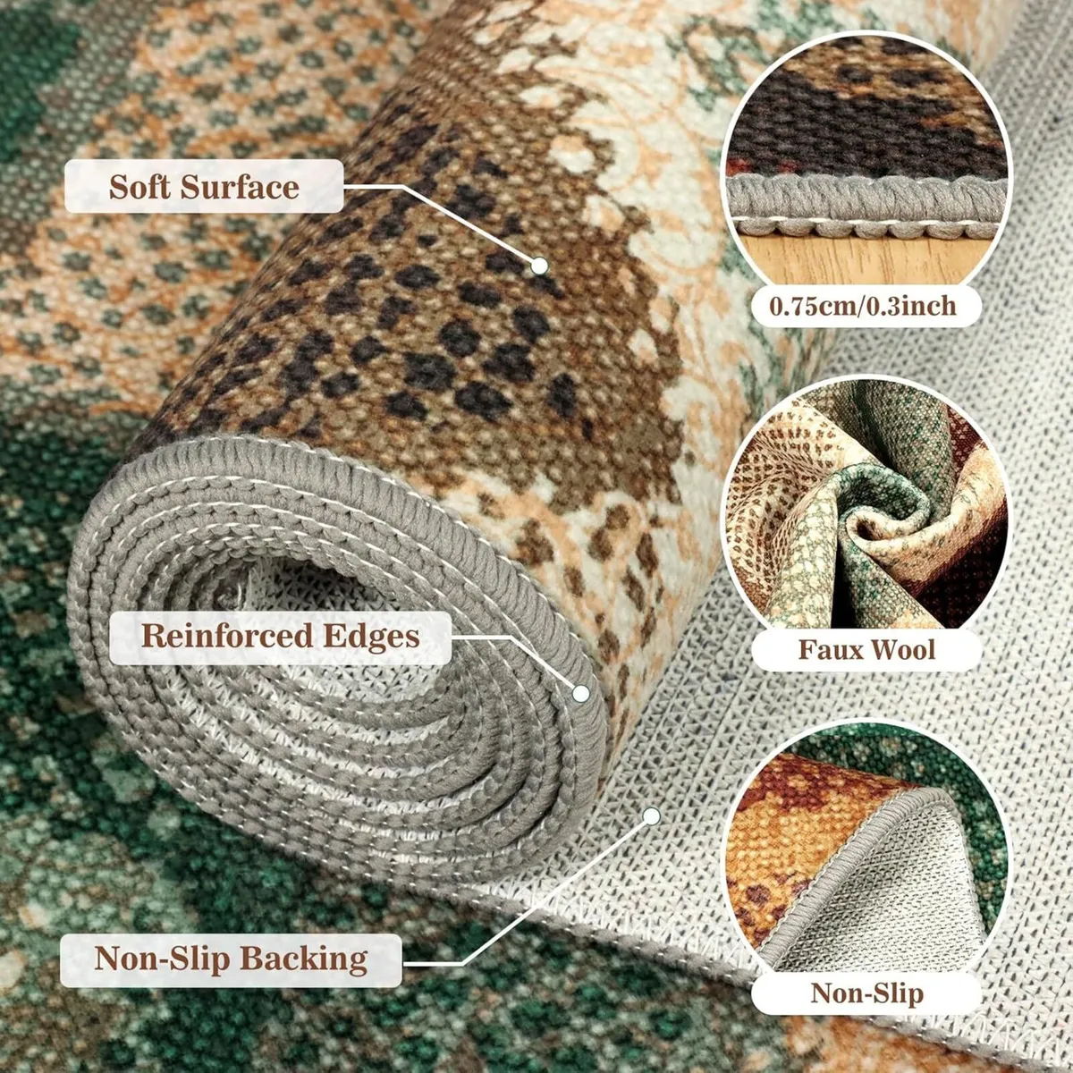 Boho Runner Rugs for Hallway Non Slip 60x300cm - Image 3