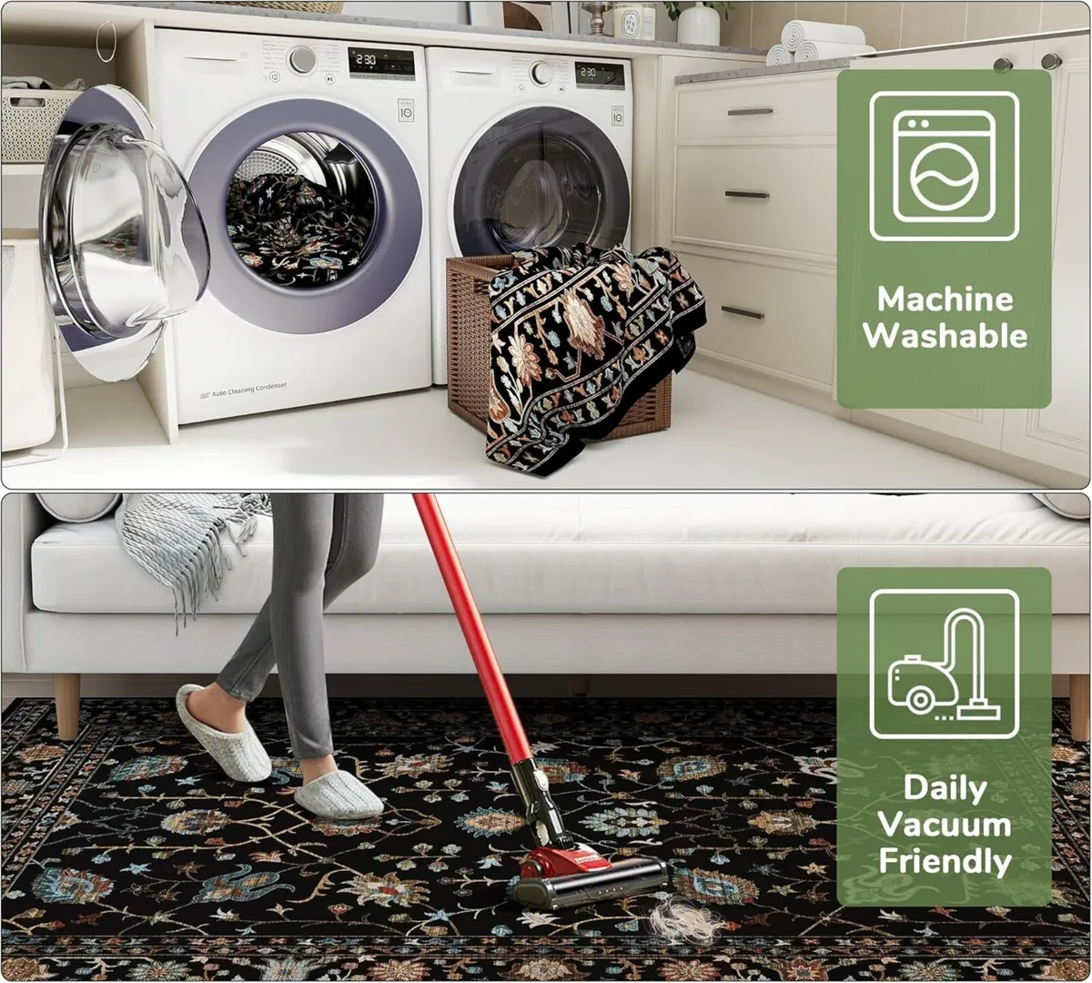 Traditional Living Room Rug Large Black for - Image 3