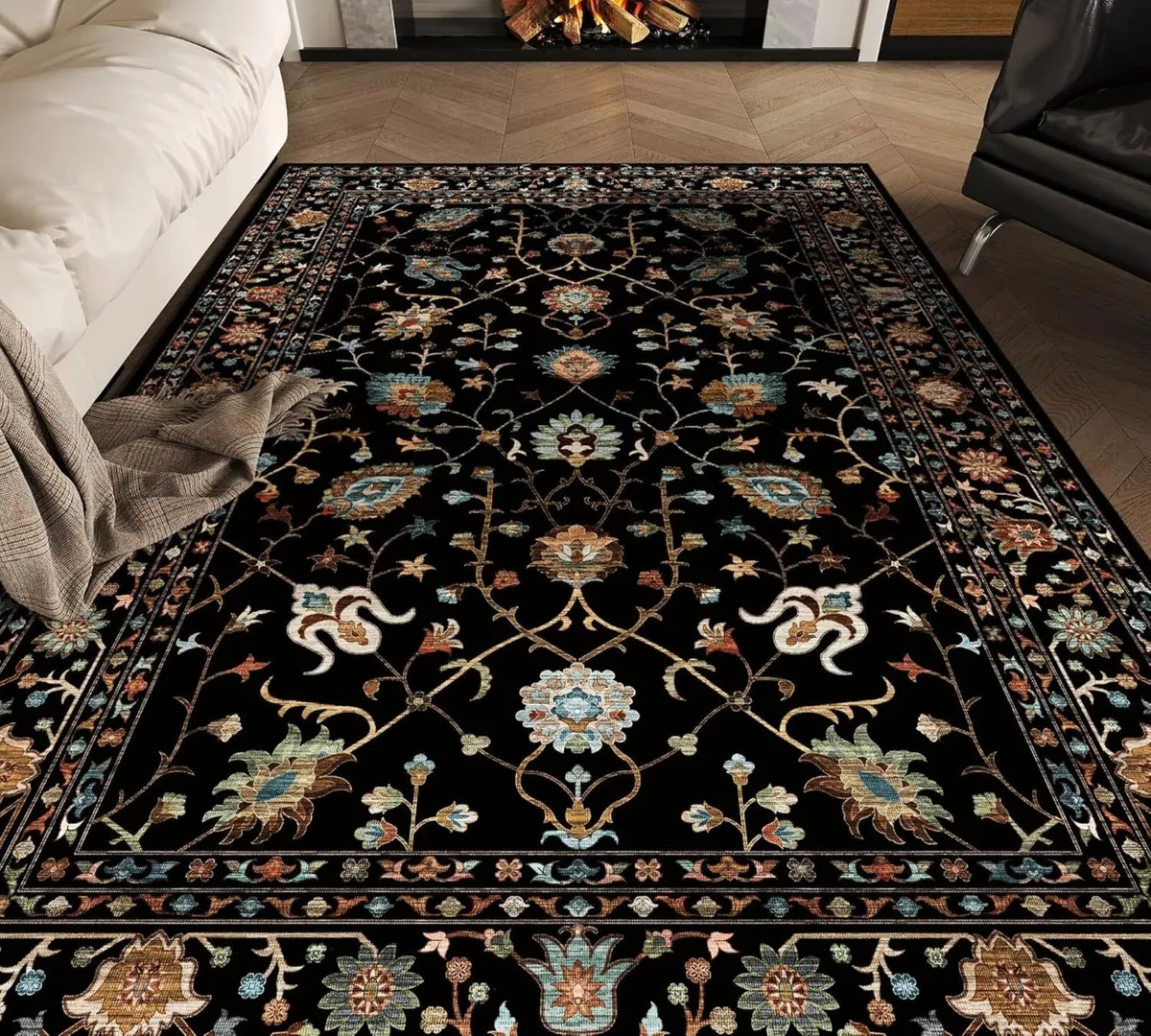 Traditional Living Room Rug Large Black for - Image 1