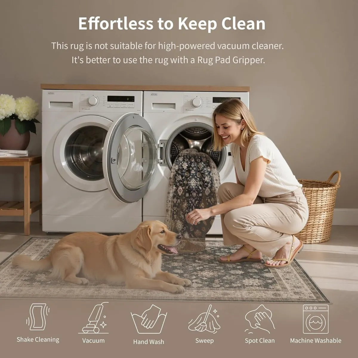 Rugs Living Room 240x300 cm Vintage Washable Non - Image 4