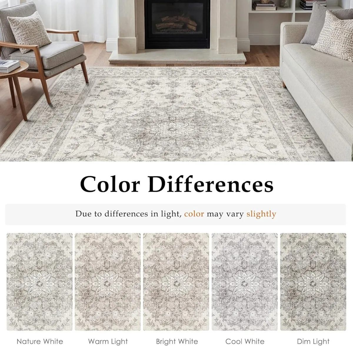 Grey Rugs Living Room 200x300cm Vintage Machine - Image 2