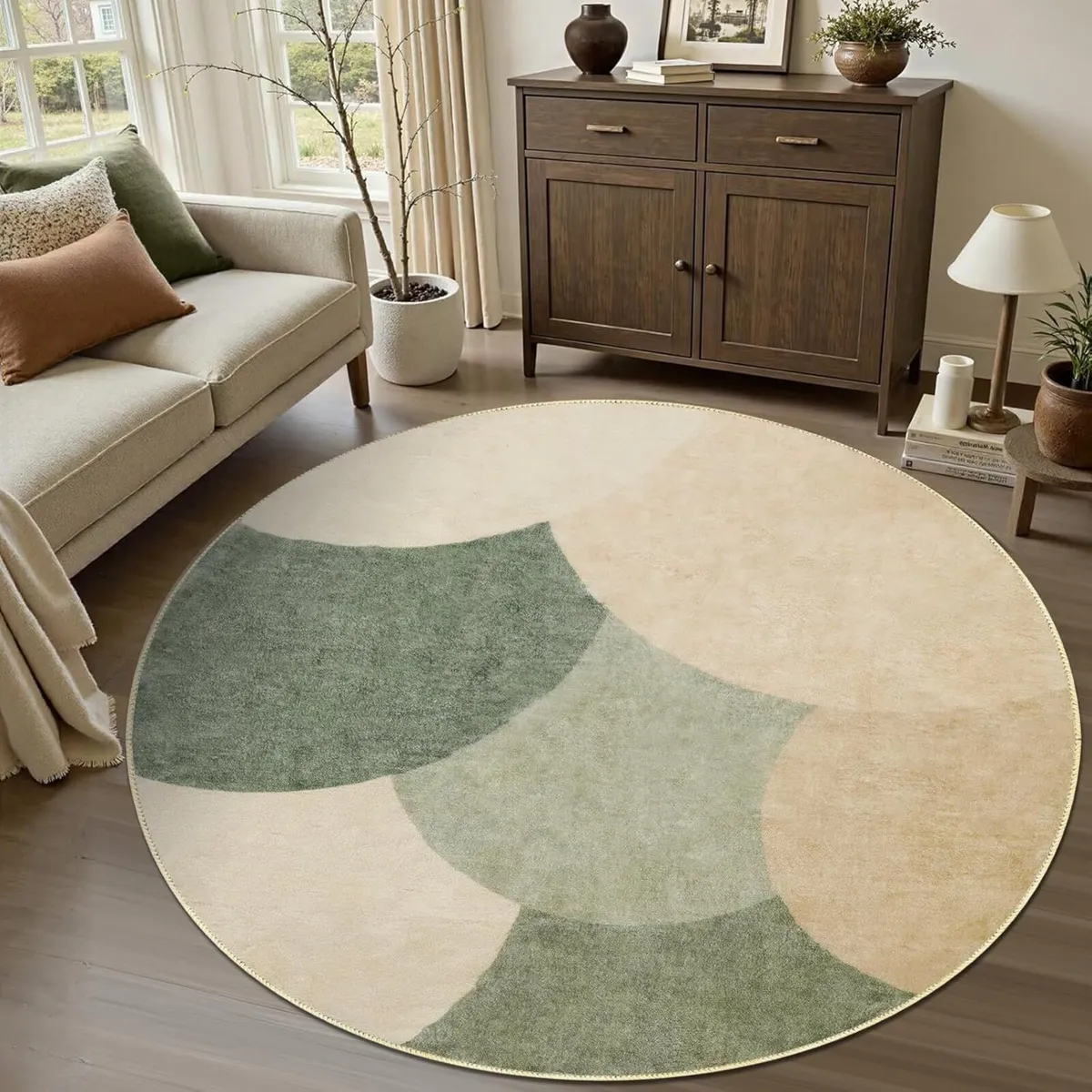 Extra Large Round Rugs for Living Room 200cm Soft - Image 1