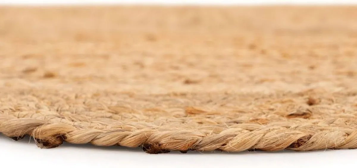 Scalloped Jute Rug Natural Beige Rustic Curved - Image 2