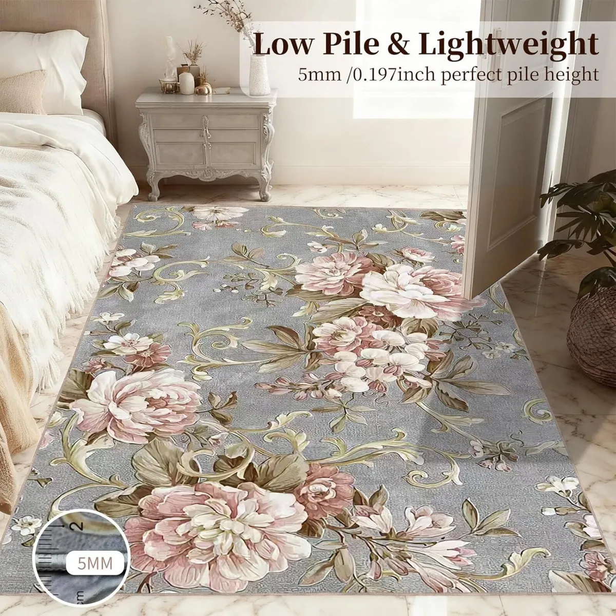 Grey Rug Living Room Large 160x230cm Washable - Image 4