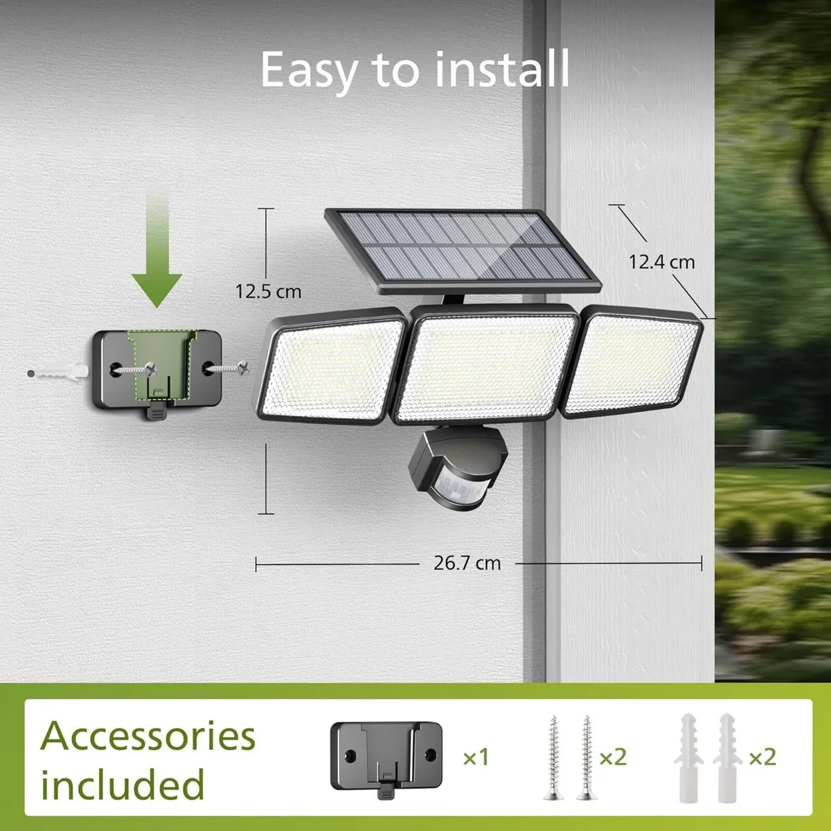 Solar Security Light Outdoor 302 LEDs 1200lm - Image 3