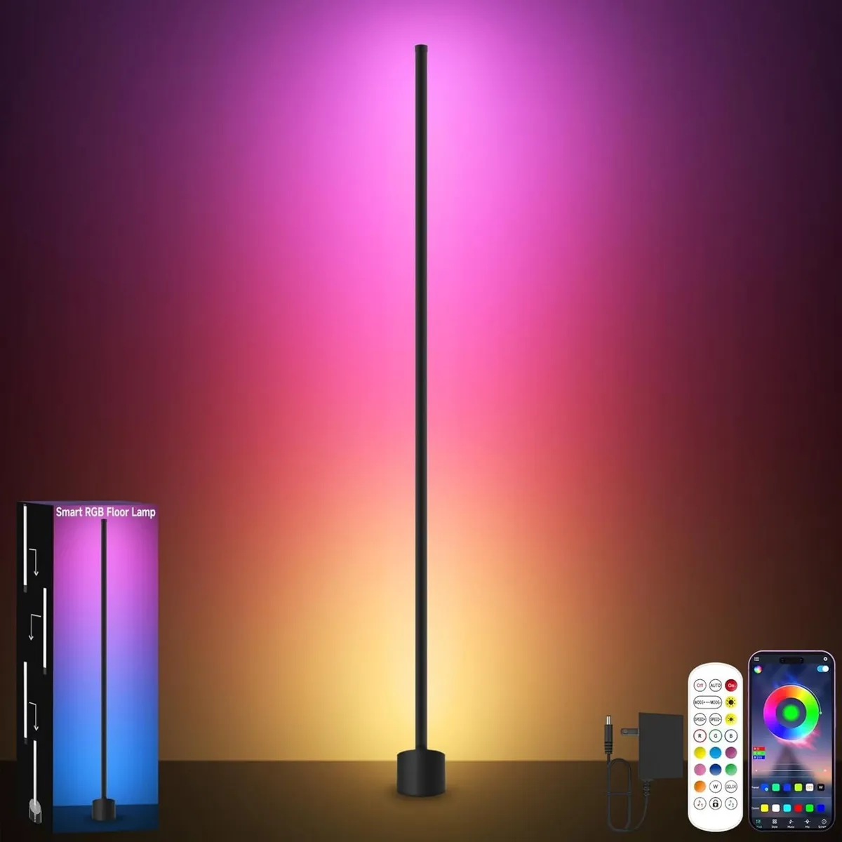 LED Floor Lamp RGB Corner Light with Music Sync - Image 1