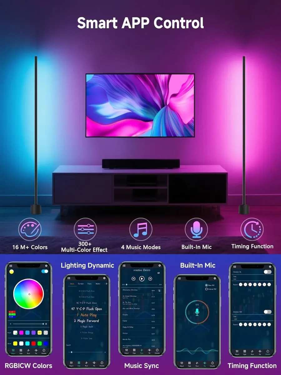 LED Floor Lamp RGB Corner Light with Music Sync - Image 3