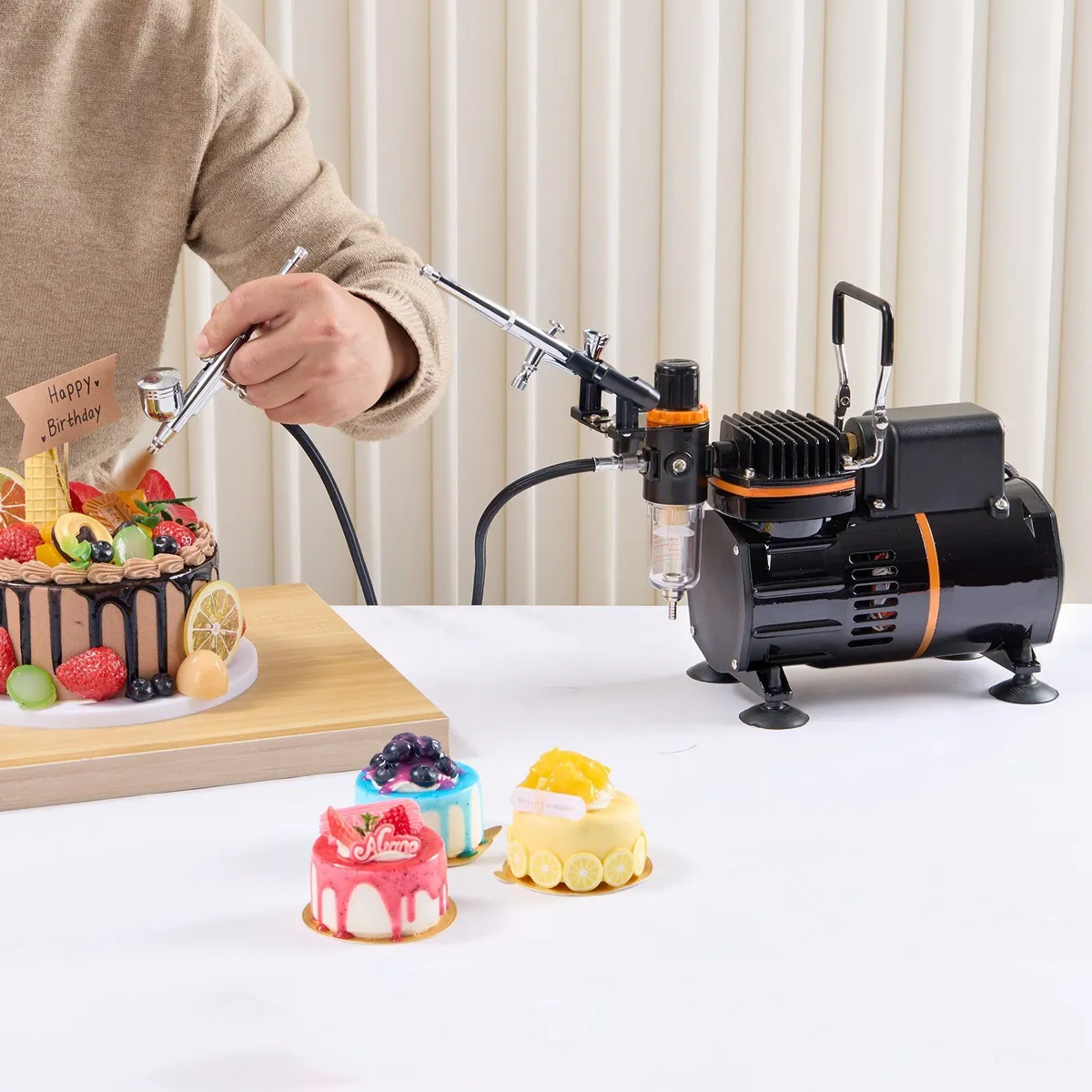 Airbrush Kit 3 Guns Dual Fan Compressor Art Nails - Image 2