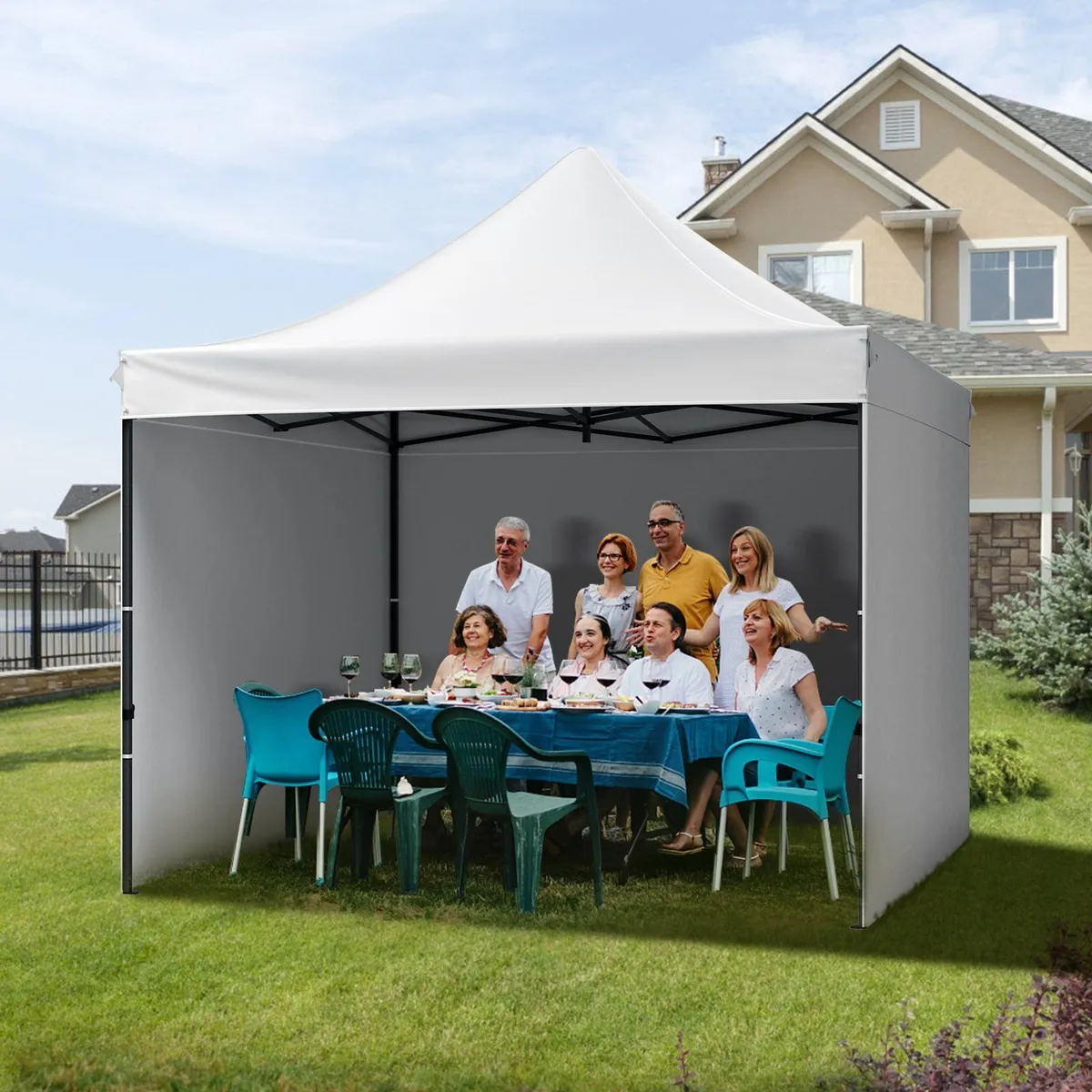 10x10 Pop Up Gazebo Tent UPF50+ Sidewalls White - Image 3