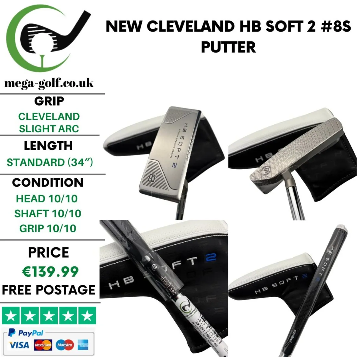 New Cleveland HB Soft 2 #8S Putter / 34″ - Image 1