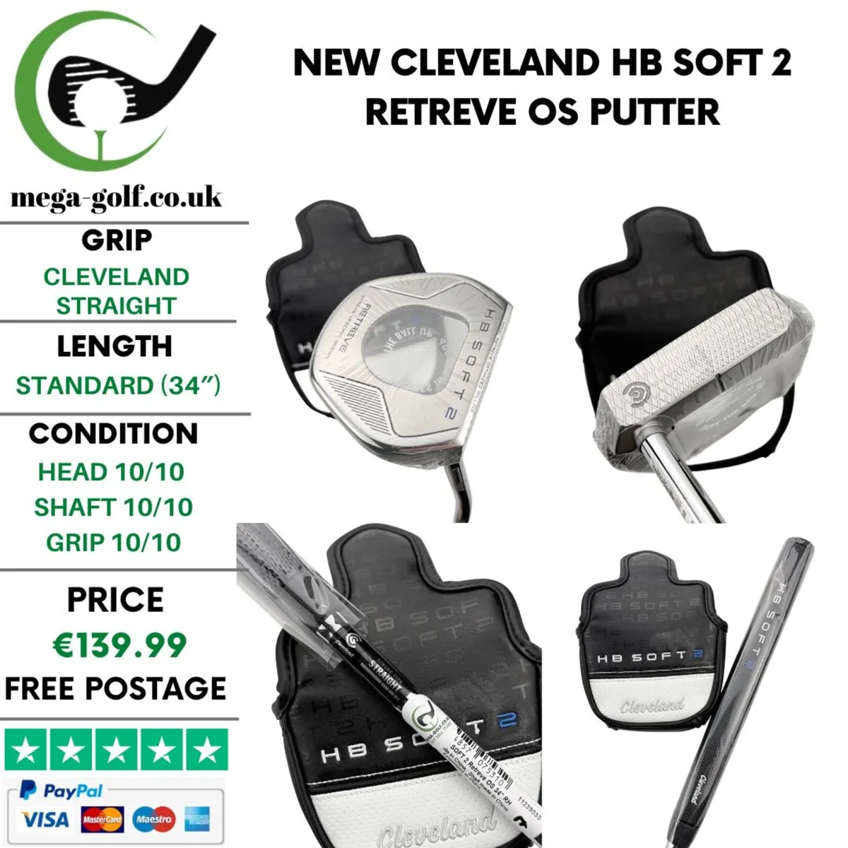 New Cleveland HB Soft 2 Retreve OS Putter / 34″ - Image 1