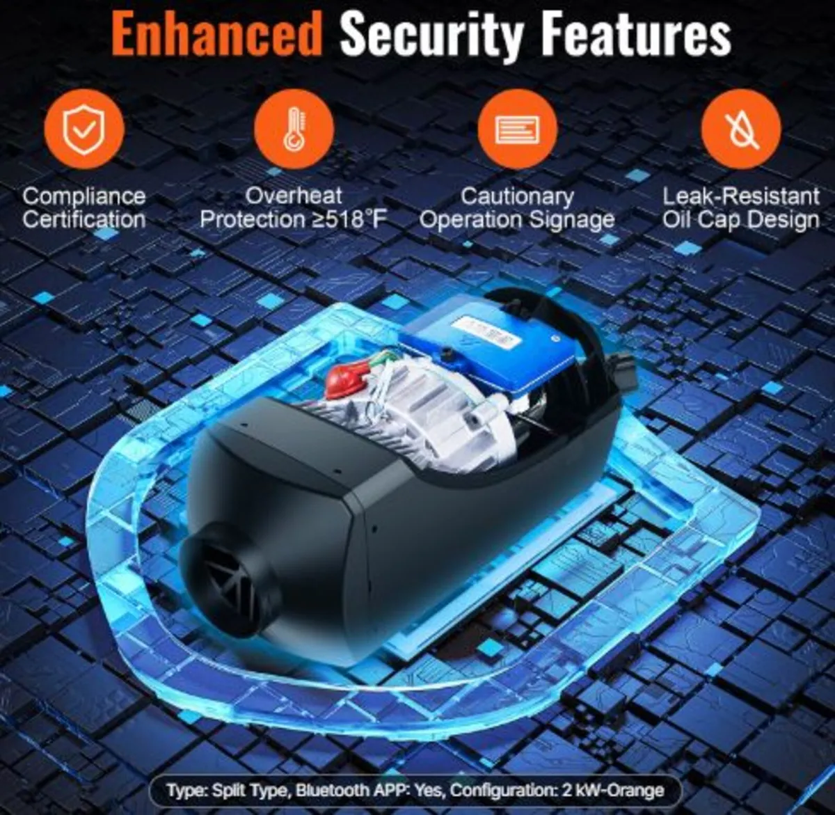 Bluetooth App Control Diesel Air Heater, 12V 2KW - Image 3