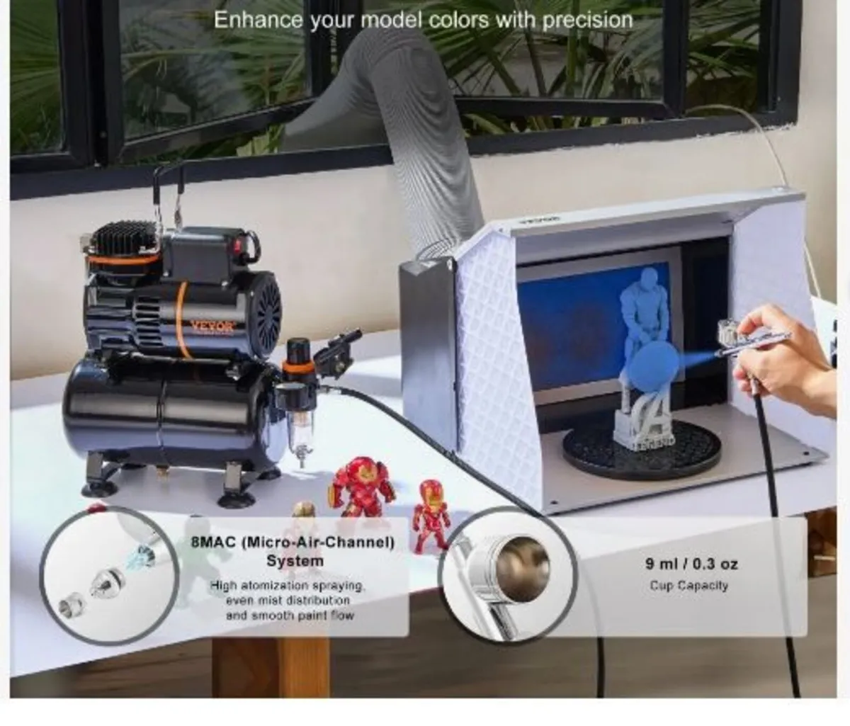 Airbrush Kit, Dual Fan Air Tank Compressor - Image 2