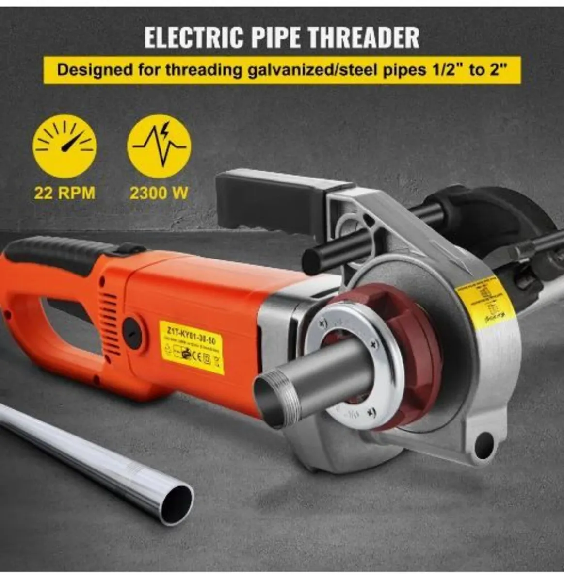 Electric Pipe Threader, 2300W Pipe Threading Mach - Image 2