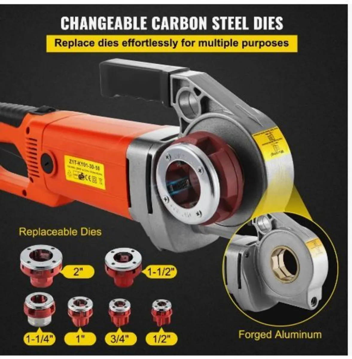 Electric Pipe Threader, 2300W Pipe Threading Mach - Image 3