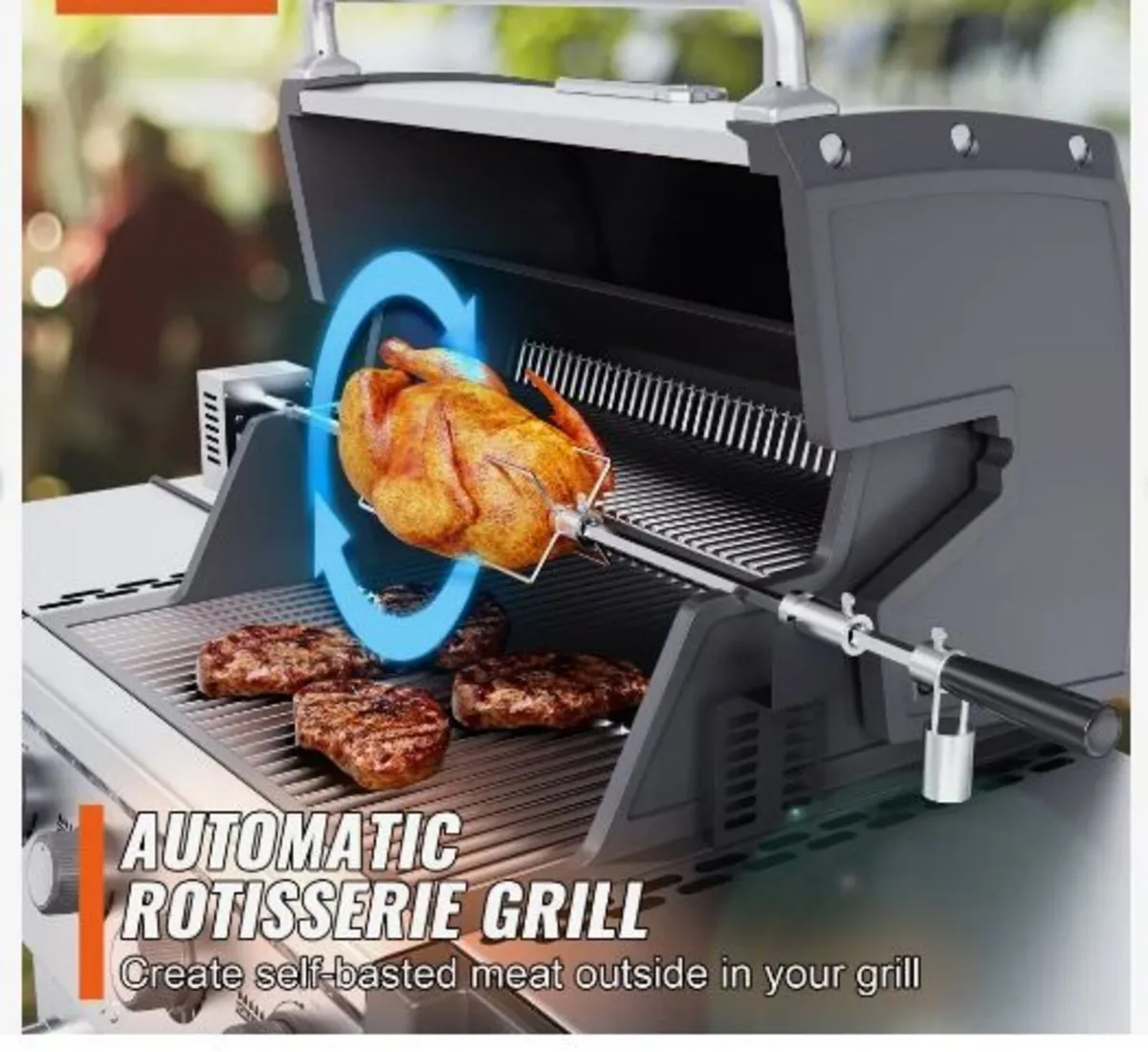 Universal Grill Rotisserie Kit BBQ Roaster - Image 2