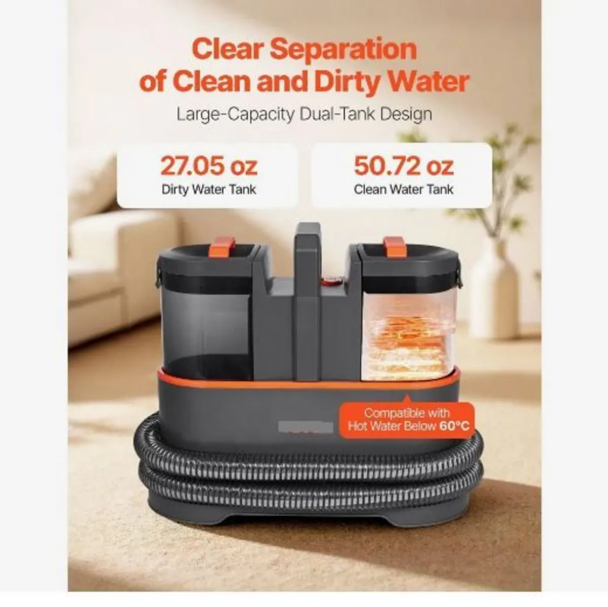 Carpet Cleaner Machine, 1.5 L Clean Water - Image 4