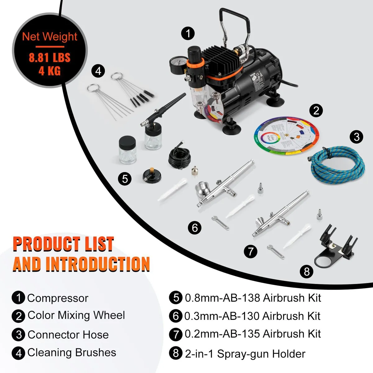 Professional Airbrush Kit & Compressor 0.2 0.3 0.8 - Image 4