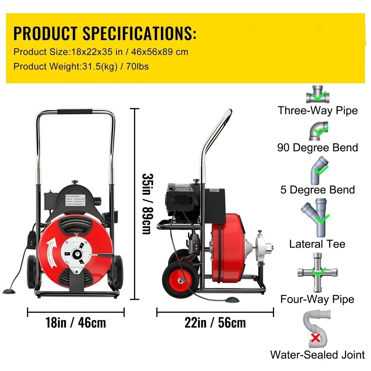 75 Ft x 3/8 Inch Drain Cleaner Machine - Image 1