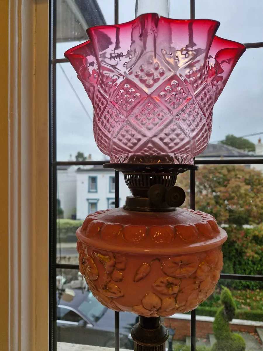 Antique Ruby Oil Lamp - Image 2