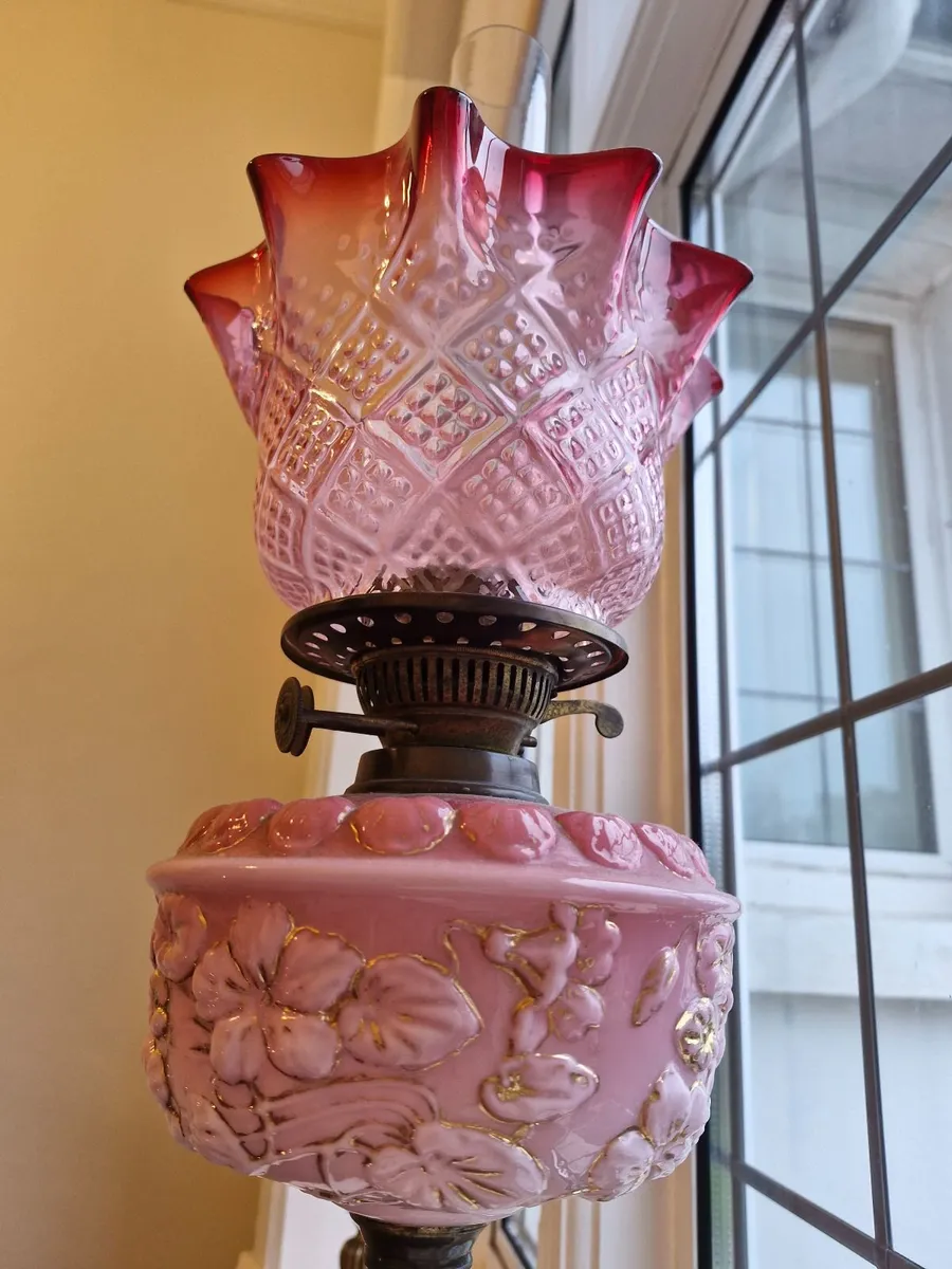 Antique Ruby Oil Lamp - Image 4