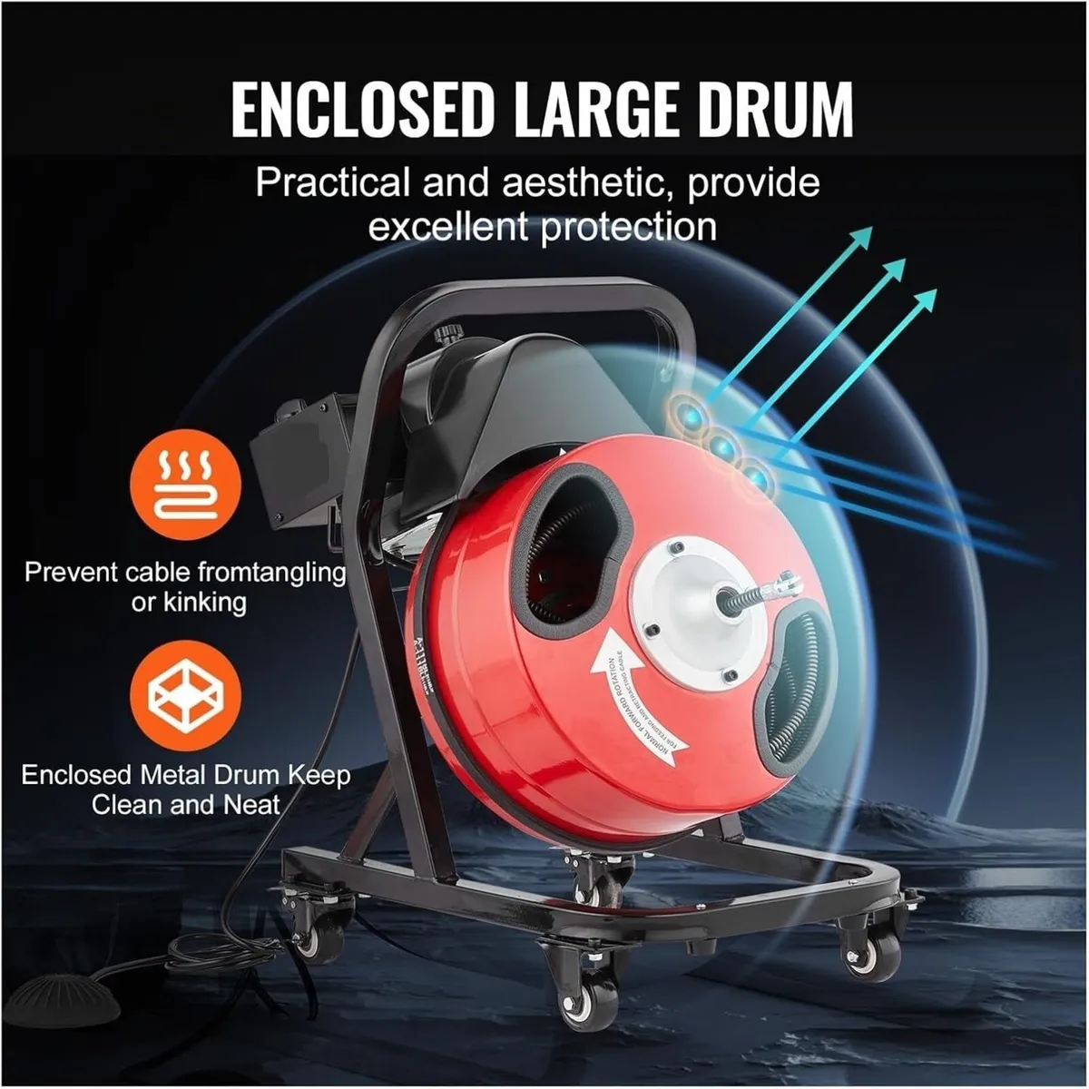 Drain Cleaning Machine 50FT x 1/2" Sewer Snake - Image 3