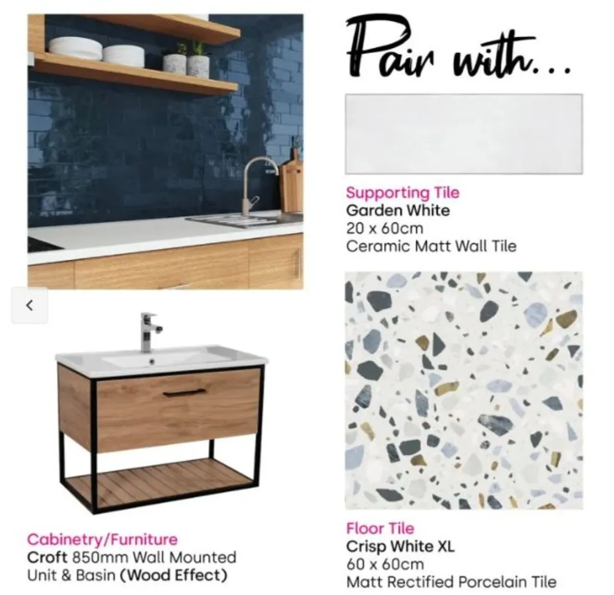 Gemstone Sapphire 7.5 x 30cm White Body Tile - Image 3