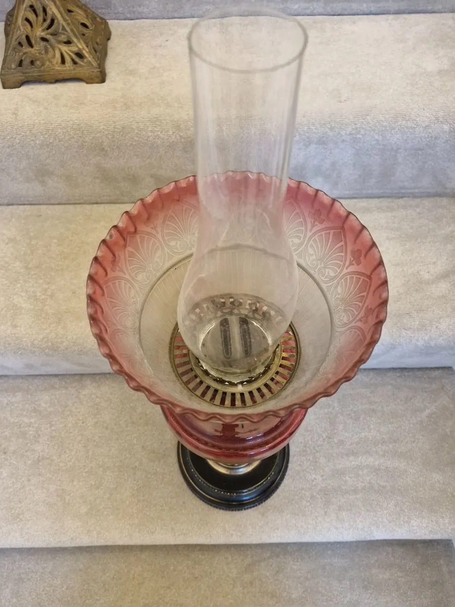 Antique Ruby Oil Lamp - Image 2