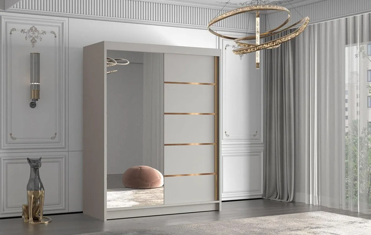 Mirrored 5ft  wardrobe - Image 1