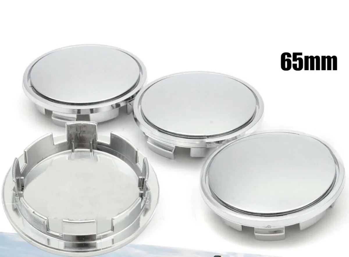4 x 65mm Centre Caps Plain Silver NEW - Image 1