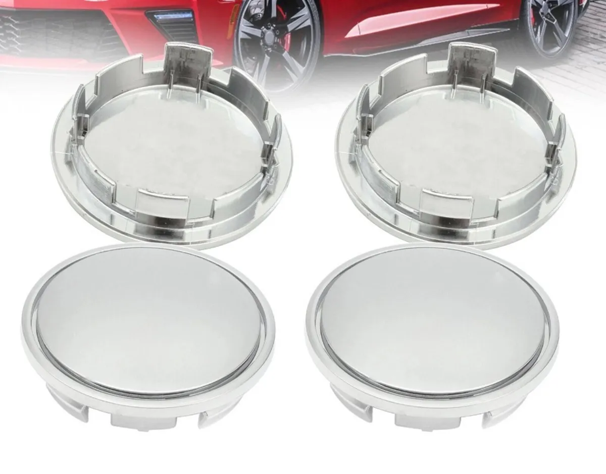 4 x 65mm Centre Caps Plain Silver NEW - Image 2