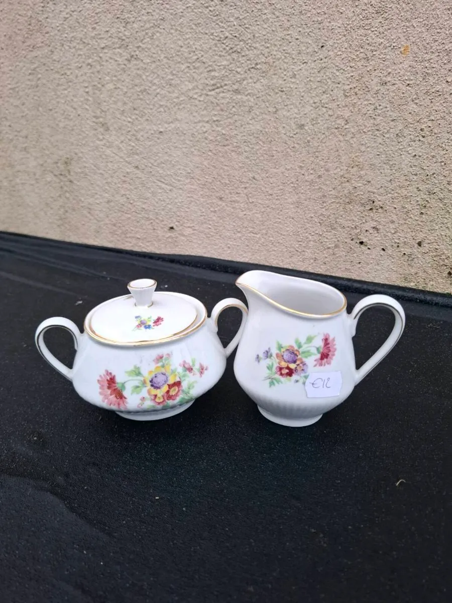 Floral china sugar milk jug - Image 1