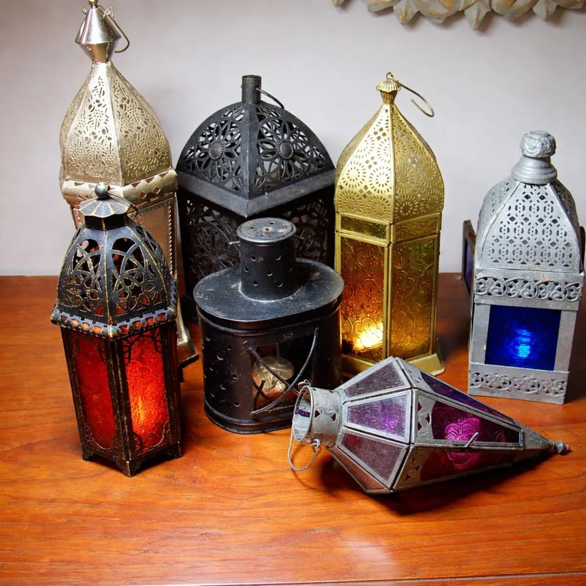 Set of 7 Moroccan Lanterns plus 5 Patio Lanterns - Image 1